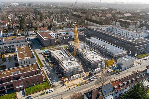 Baustellenfoto – Rohbau des Neubauprojektes Constanze im ConstantinQuartier.